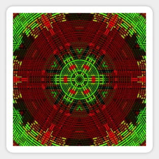 Weave Mandala Red and Green Sticker